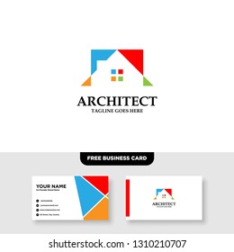 Architecture Company, construction, architect, vector logo template - Vector, Free Business Card