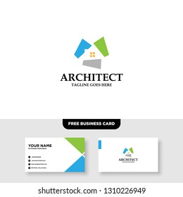 Architecture Company, construction, architect, vector logo template - Vector, Free Business Card