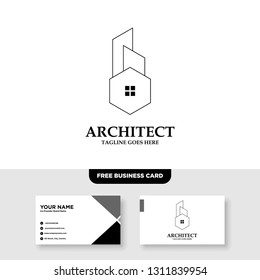 Architecture Company, construction, architect, vector logo template - Vector, Free Business Card