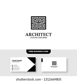 Architecture Company, construction, architect, vector logo template - Vector, Free Business Card