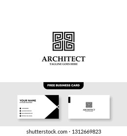 Architecture Company, construction, architect, vector logo template - Vector, Free Business Card