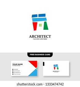 Architecture Company, construction, architect, vector logo template - Vector, Free Business Card