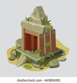 Architecture for computer games, altar, structure,construction, building, stones, cartoon, vector illustration