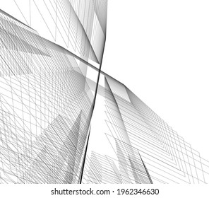 architecture concept 3d drawing vector illustration