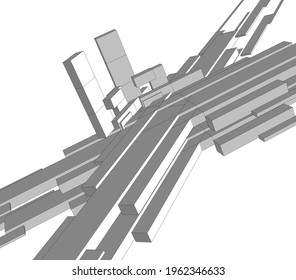 architecture concept 3d drawing vector illustration