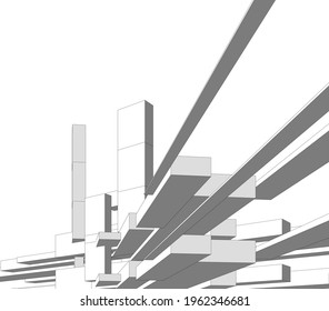 architecture concept 3d drawing vector illustration