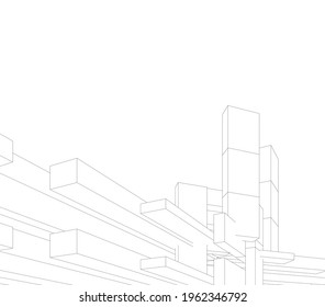 architecture concept 3d drawing vector illustration