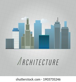 architecture concept with building and text in vector