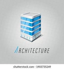 architecture concept with building and text in vector