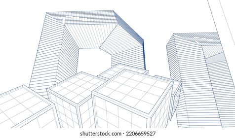 architecture concept city 3d rendering