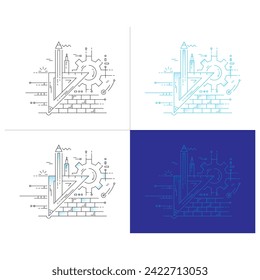 architecture concept for construction, architecture, industry. architecture and architectural symbols. technical drawing architecture concept set