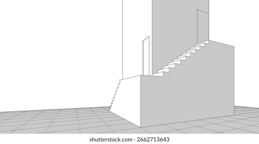 architecture concept sketch 3d illustration