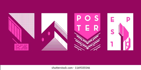 Architecture conceptual drawings. Colorful backgrounds. Applicable for Banners, Placards, Posters, Flyers. Vector illustration.