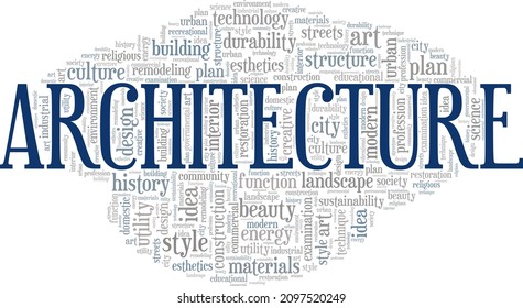 Architecture conceptual vector illustration word cloud isolated on white background.