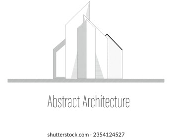 Architecture construction. Abstract line buildings. Digital geometric art. Tech business tower. Futuristic city