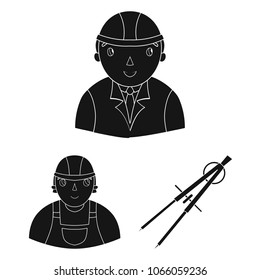 Architecture and construction black icons in set collection for design. Architect and equipment vector symbol stock web illustration.