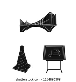 Architecture and construction black icons in set collection for design. Architect and equipment vector symbol stock web illustration.