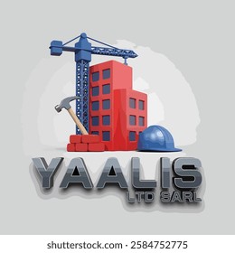 architecture construction building with crane illustration stock photos