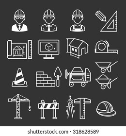 Architecture Construction Building icon set. Vector illustrations.