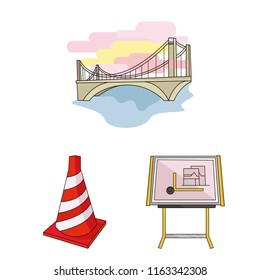 Architecture and construction cartoon icons in set collection for design. Architect and equipment vector symbol stock web illustration.