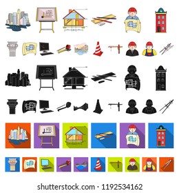 Architecture and construction cartoon icons in set collection for design. Architect and equipment vector symbol stock web illustration.