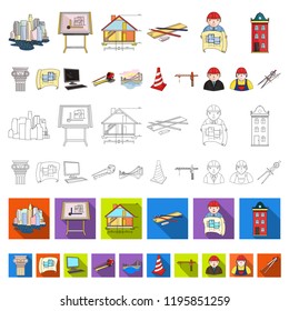 Architecture and construction cartoon icons in set collection for design. Architect and equipment vector symbol stock web illustration.