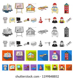 Architecture and construction cartoon icons in set collection for design. Architect and equipment vector symbol stock web illustration.