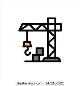 Architecture, Construction, Crane  Flat Color Icon. Vector icon banner Template