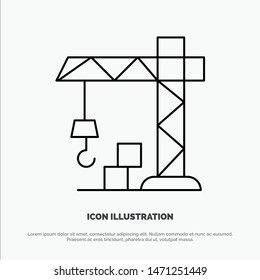 Architecture, Construction, Crane Line Icon Vector. Vector Icon Template background
