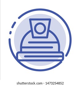 Architecture, Construction, Helmet Blue Dotted Line Line Icon