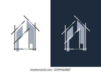 Diseño del logo de la casa de arquitectura y construcción con un concepto moderno