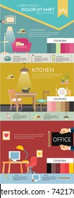 Architecture, construction , interior design conceptual background with icons and Infographic elements