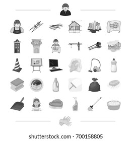 Architecture, construction and other web icon in monochrome style. Cleaning, cleanliness, garbage, washing icons in set collection.