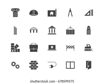Architecture and construction set of silhouettes icons