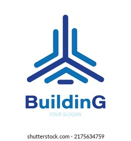 Architecture and construction. Vector template of a logo, sticker or brand. Flat style