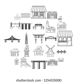 Architecture of the country icons set. Outline set of 25 architecture of the country vector icons for web isolated on white background