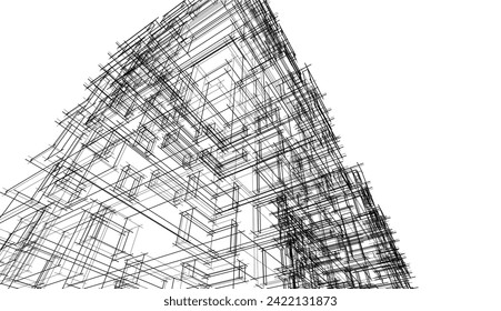 architecture design 3d vector drawing