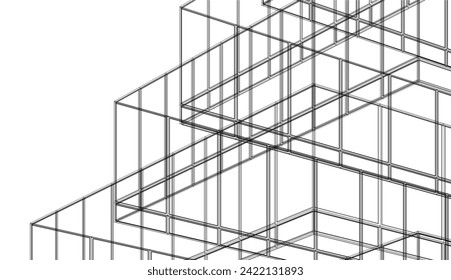 architecture design 3d vector drawing