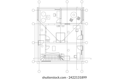 architecture design 3d vector drawing