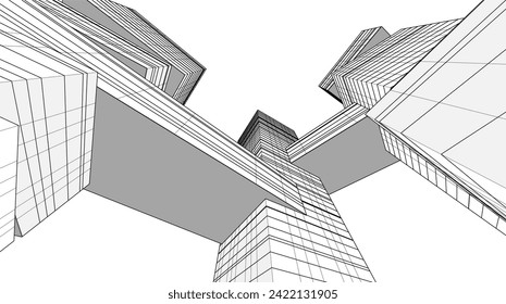 architecture design 3d vector drawing