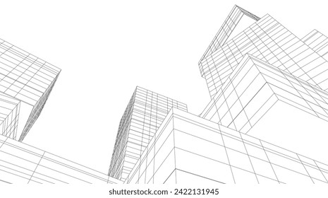 architecture design 3d vector drawing