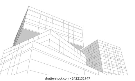 architecture design 3d vector drawing