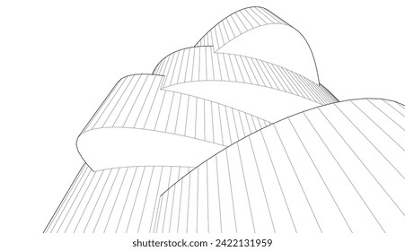 architecture design 3d vector drawing