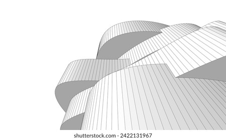 architecture design 3d vector drawing