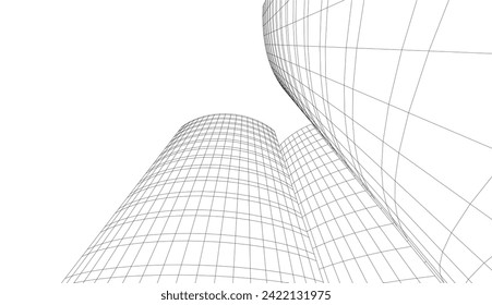 architecture design 3d vector drawing