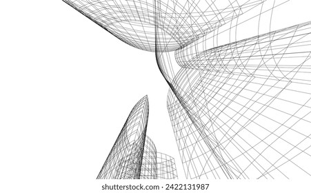 architecture design 3d vector drawing