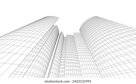 architecture design 3d vector drawing