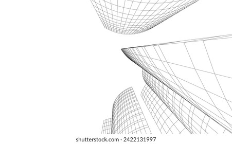 architecture design 3d vector drawing