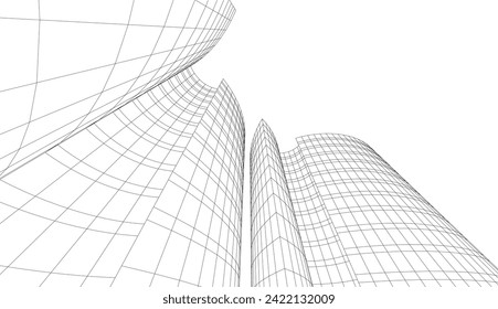 architecture design 3d vector drawing