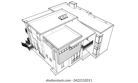 architecture design 3d vector drawing